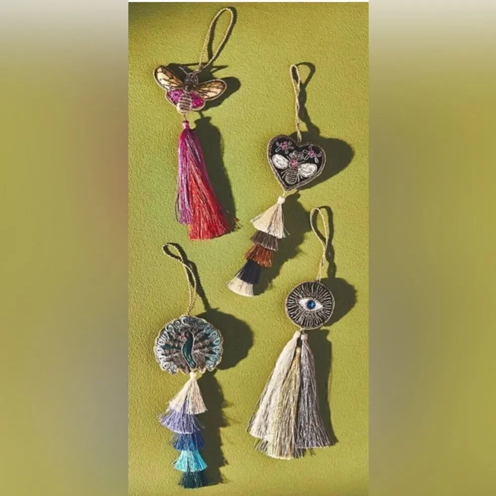 Anthropologie Tassel Ornament Peacock NWT